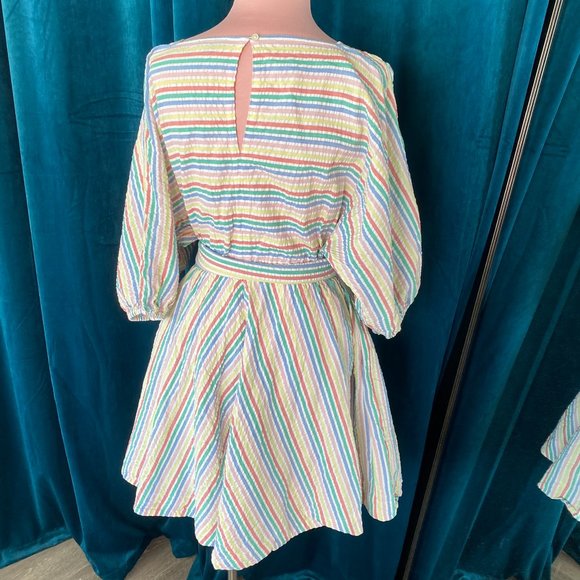J. Crew Rainbow Stripes Seersucker Mini Dress - Picture 11 of 13